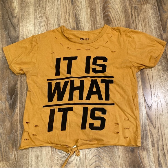 On Fire Tops - It Is What It Is Distressed Crop Top XL